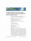 Research paper thumbnail of A rapid screening of ancestry for genetic association studies in an admixed population from Pernambuco, Brazil