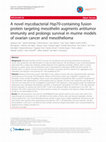 A novel mycobacterial Hsp70-containing fusion protein targeting mesothelin augments antitumor immunity and prolongs survival in murine models of ovarian cancer and mesothelioma Cover Page