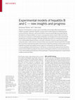 Experimental models of hepatitis B and C — new insights and progress Cover Page