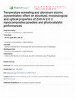 Temperature annealing and aluminum atomic concentration effect on structural, morphological and optical properties of ZnO-Al 2 O 3 nanocomposites powders and photocatalytic performances Cover Page