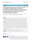 Breastfeeding support provided by lactation consultants in high-income countries for improved breastfeeding rates, self-efficacy, and infant growth: a systematic review and meta-analysis protocol Cover Page