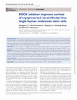 ROCK inhibitor improves survival of cryopreserved serum/feeder-free single human embryonic stem cells Cover Page