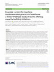 Essential content for teaching implementation practice in healthcare: a mixed-methods study of teams offering capacity-building initiatives Cover Page