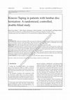 Kinesio Taping in patients with lumbar disc herniation: A randomised, controlled, double-blind study Cover Page