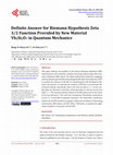 Definite Answer for Riemann Hypothesis Zeta 3/2 Function Provided by New Material Yb 2 Si 2 O 7 in Quantum Mechanics Cover Page