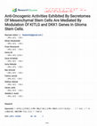 Research paper thumbnail of Anti-Oncogenic Activities Exhibited By Secretomes Of Mesenchymal Stem Cells Are Mediated By Modulation Of KITLG and DKK1 Genes In Glioma Stem Cells