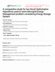 Research paper thumbnail of A comparative study for two Novel Optimization Algorithms used to solve Microgrid Energy Management problem considering Energy Storage System