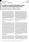 Investigation of properties influencing the impact resistance of calcium silicate masonry units Cover Page