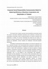 Corporate Social Responsibility Communication Model for Balancing Efficiency of Business Corporations and Stakeholders in Thailand Cover Page