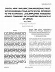 DIGITAL HRM'S INFLUENCE ON IMPERSONAL TRUST WITHIN ORGANIZATIONS (WITH SPECIAL REFERENCE TO THE MANAGERIAL LEVEL EMPLOYEES IN SELECTED APPAREL COMPANIES IN THE WESTERN PROVINCE OF SRI LANKA Cover Page