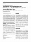 Spiritual Care und Pflegewissenschaft. Ein Beitrag zum aktuellen Diskussionsstand im deutschsprachigen Raum Cover Page