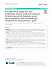 Two open-label, single arm, non-randomized phase II studies of irinotecan for the treatment of metastatic breast cancer in patients with increased copy number of the topoisomerase I gene Cover Page