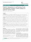 Patients' perspectives on self-testing of oral anticoagulation therapy: Content analysis of patients' internet blogs Cover Page