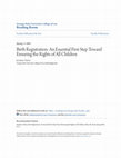 Birth Registration: An Essential First Step Toward Ensuring the Rights of All Children Cover Page