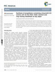 Research paper thumbnail of Synthesis of propellanes containing a bicyclo[2.2.2]octene unitviathe Diels–Alder reaction and ring-closing metathesis as key steps