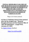 INITIAL MISERABLE FAILURES OF THE MUSLIM LEAGUE LEADERSHIP IN KASHMIR WAR-HOW KASHMIR WAS IRREVOCABLY LOST BY PHENOMENALLY INCOMPETENT MUSLIM LEAGUE LEADERS OF PAKISTAN IN 1947 Cover Page