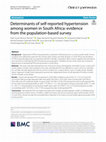 Determinants of self-reported hypertension among women in South Africa: evidence from the population-based survey Cover Page