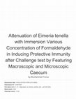 Attenuation of Eimeria tenella with immersion Various concentration of Formaldehyde in inducing Protective immunity after challenge Test by Featuring Macroscopic and Microscopic caecum Cover Page