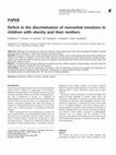 Deficit in the discrimination of nonverbal emotions in children with obesity and their mothers Cover Page