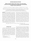 Effects of feeding regimen, fiber inclusion, and crude protein content of the diet on performance and egg quality and hatchability of eggs of broiler breeder hens Cover Page