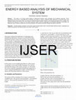 Energy Based Analysis of Mechanical System Cover Page