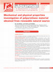 Mechanical and physical properties investigation of polyurethane material obtained from renewable natural source Cover Page