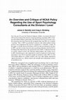 An Overview and Critique of NCAA Policy Regarding the Use of Sport Psychology Consultants at the Division I Level Cover Page