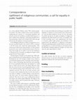 Upliftment of indigenous communities: a call for equality in public health Cover Page