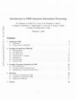 Introduction to NMR quantum information processing Cover Page