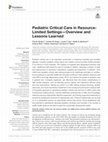 Pediatric Critical Care in Resource-Limited Settings—Overview and Lessons Learned Cover Page