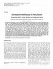 Research paper thumbnail of Developmental biology in Holy Quran