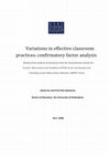 Variations in Effective Classroom Practices: Confirmatory Factor Analysis: Working Paper ECP / 08 Cover Page