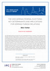 The 2013 German Federal Elections: Key Determinants and Implications for German-Turkish Relations Cover Page