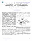 Investigation of Mechanical Properties of Aluminium 6061 Alloy Friction Stir Welding  Cover Page