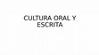 CULTURA ORAL Y ESCRITA Cover Page