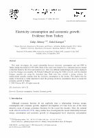 Research paper thumbnail of Electricity Consumption and Economic Growth: Evidence From Turkey