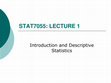 STAT7055: LECTURE 1 Introduction and Descriptive Statistics Cover Page