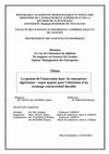 Research paper thumbnail of De magister en Sciences De Gestion Option: Management des Entreprises