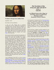 "Exhibition Review: 1564-2014: Michelangelo – Incontrare un artista univesale.” Newsletter of the Italian Art Society XXVI.3 (Fall 2014): 4-5.  Cover Page