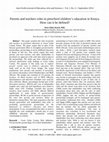 Research paper thumbnail of Parents and teachers roles in preschool children’s education in Kenya. How can it be defined?