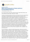 Research paper thumbnail of Não há anistia para crimes contra a humanidade (Parte I)