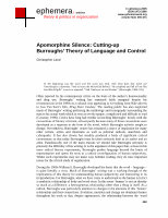 Research paper thumbnail of Apomorphine Silence: Cutting-up  Burroughs’ Theory of Language and Control