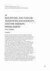 MacIntyre and Taylor: Traditions, Rationality, and Modernity Cover Page