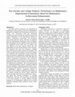 Research paper thumbnail of Test Anxiety and College Students’ Performance on Mathematics Departmental Examination: Basis for Mathematics Achievement Enhancement