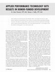 Research paper thumbnail of APPLIED PERFORMANCE TECHNOLOGY GETS RESULTS IN DONOR-FUNDED DEVELOPMENT