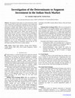 Investigation of the Determinants to Augment Investment in the Indian Stock Market  Cover Page