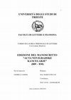 Research paper thumbnail of Edizione del manoscritto "Acta Novigradske Kancelarje" (809-830)