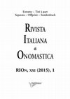 Nomi del doppio. In margine ad alcune recenti pubblicazioni, «Rivista Italiana di Onomastica», XXI (2015), 1, pp, 186-198 Cover Page