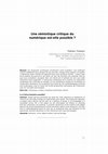 Research paper thumbnail of Une sémiotique critique du numérique est-elle possible ?