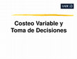 Costos - Costeo Variable - Toma de Decisiones Cover Page